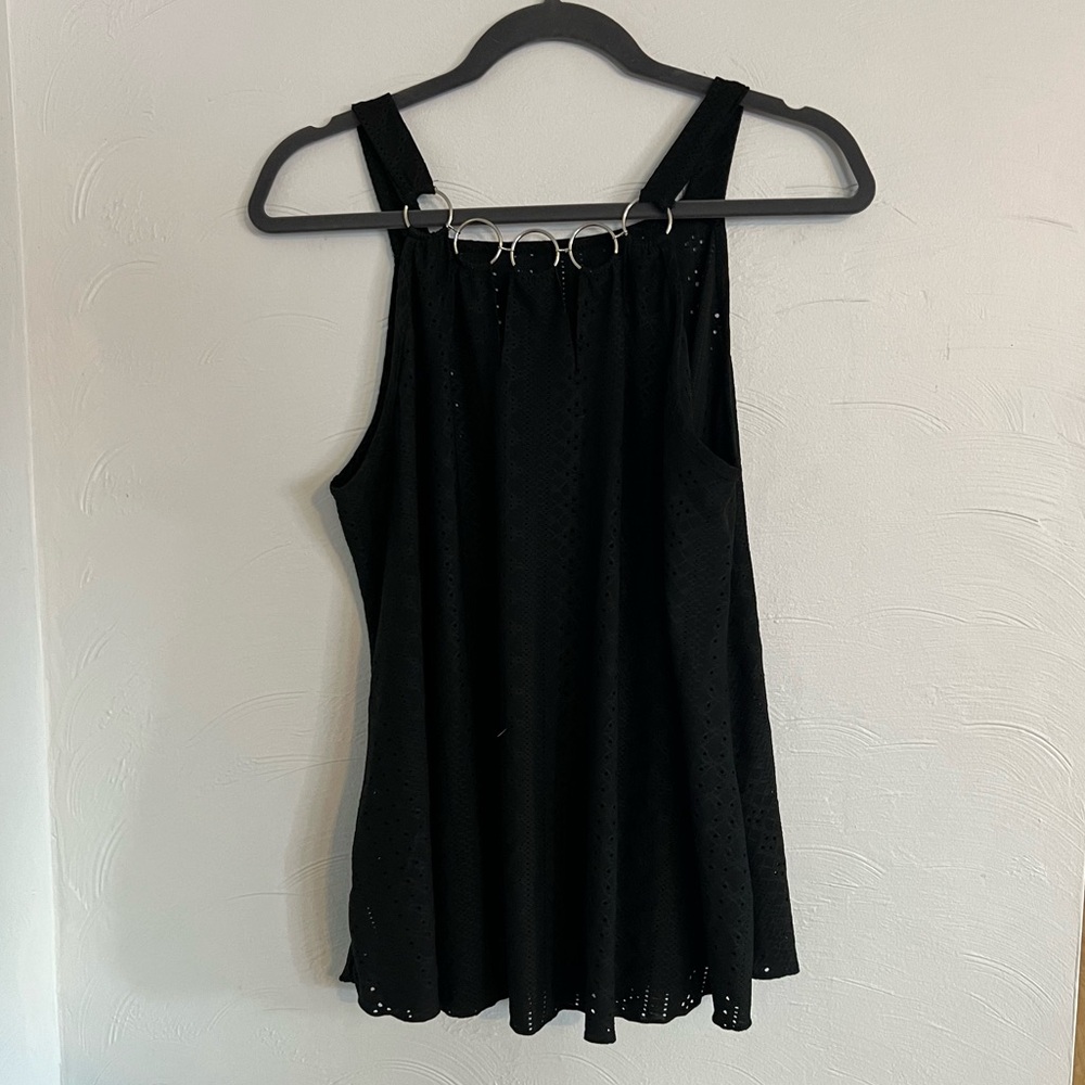 Black Eyelet Tank Top